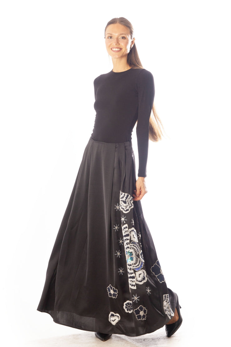 Beaded Flowers Bell Gown Skirt