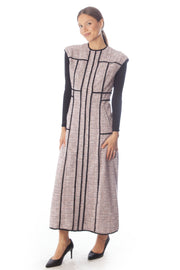 Fringe Piping Tweed A-Line Dress
