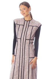 Fringe Piping Tweed A-Line Dress