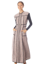 Fringe Piping Tweed A-Line Dress
