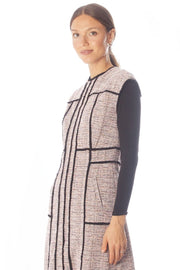 Fringe Piping Tweed A-Line Dress