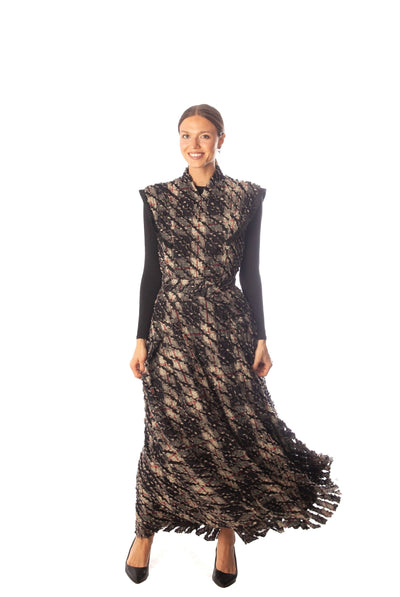 Fringed Plaid Sleeveless Dress