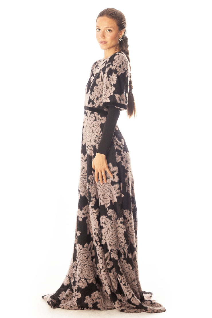 Mohair Flowers A Line Dress