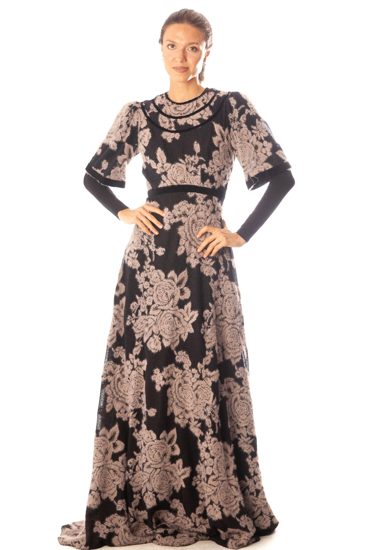 Mohair Flowers A Line Dress