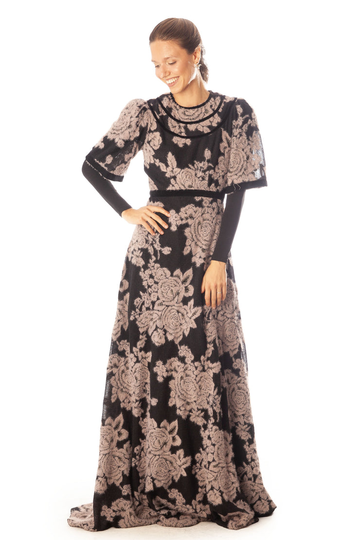 Mohair Flowers A Line Dress