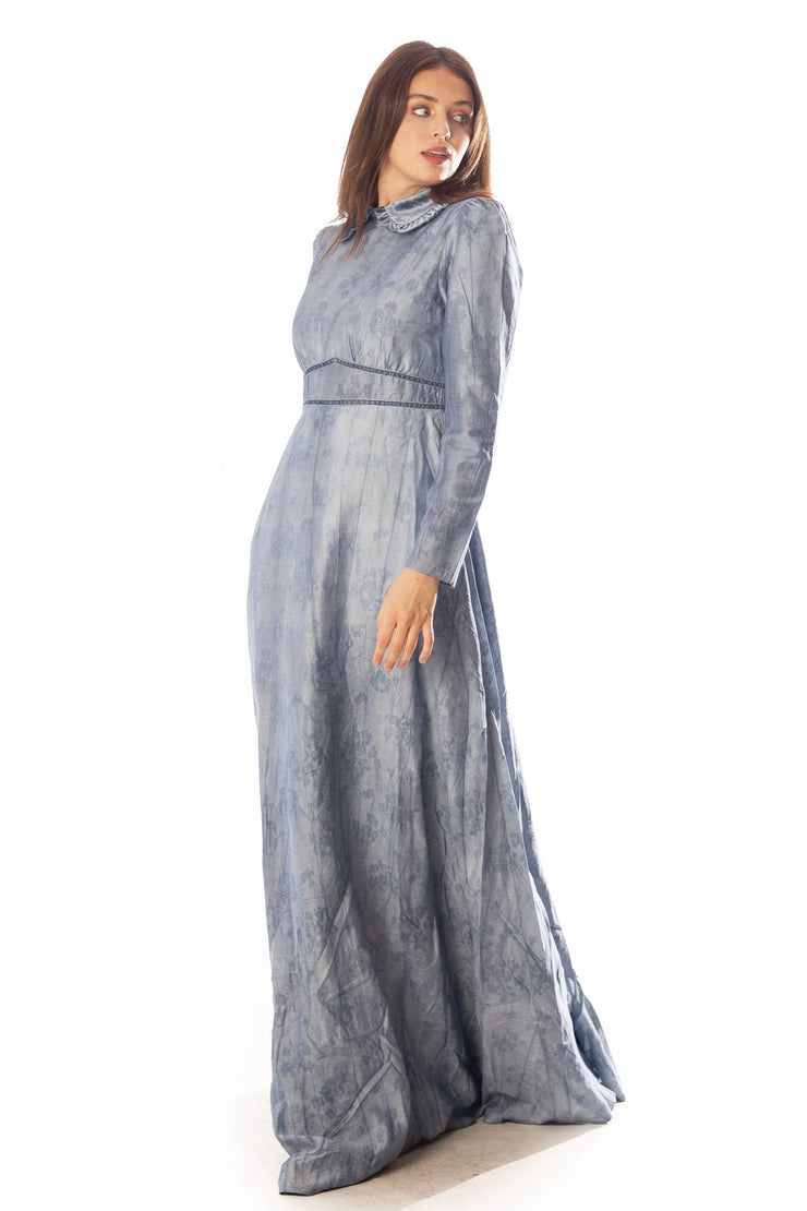 V Waist Velvet Trimmed Gown