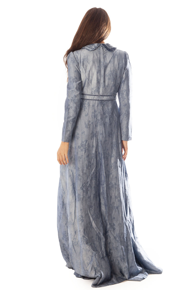 V Waist Velvet Trimmed Gown