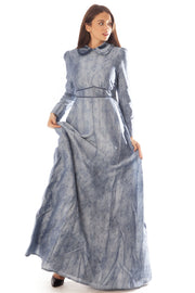 V Waist Velvet Trimmed Gown