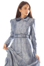 V Waist Velvet Trimmed Gown