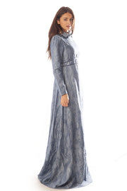 V Waist Velvet Trimmed Gown