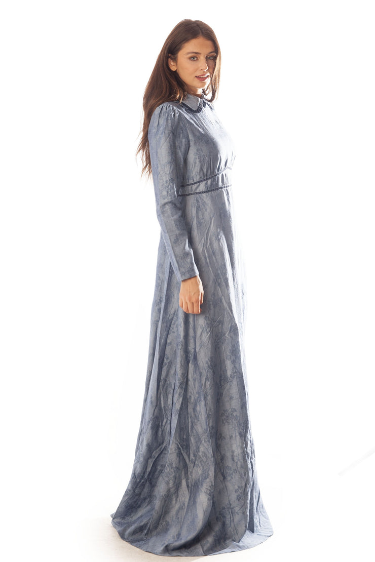 V Waist Velvet Trimmed Gown