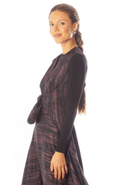 Knot Front Striated Print Sleeveless Dress