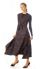 Knot Front Striated Print Sleeveless Dress