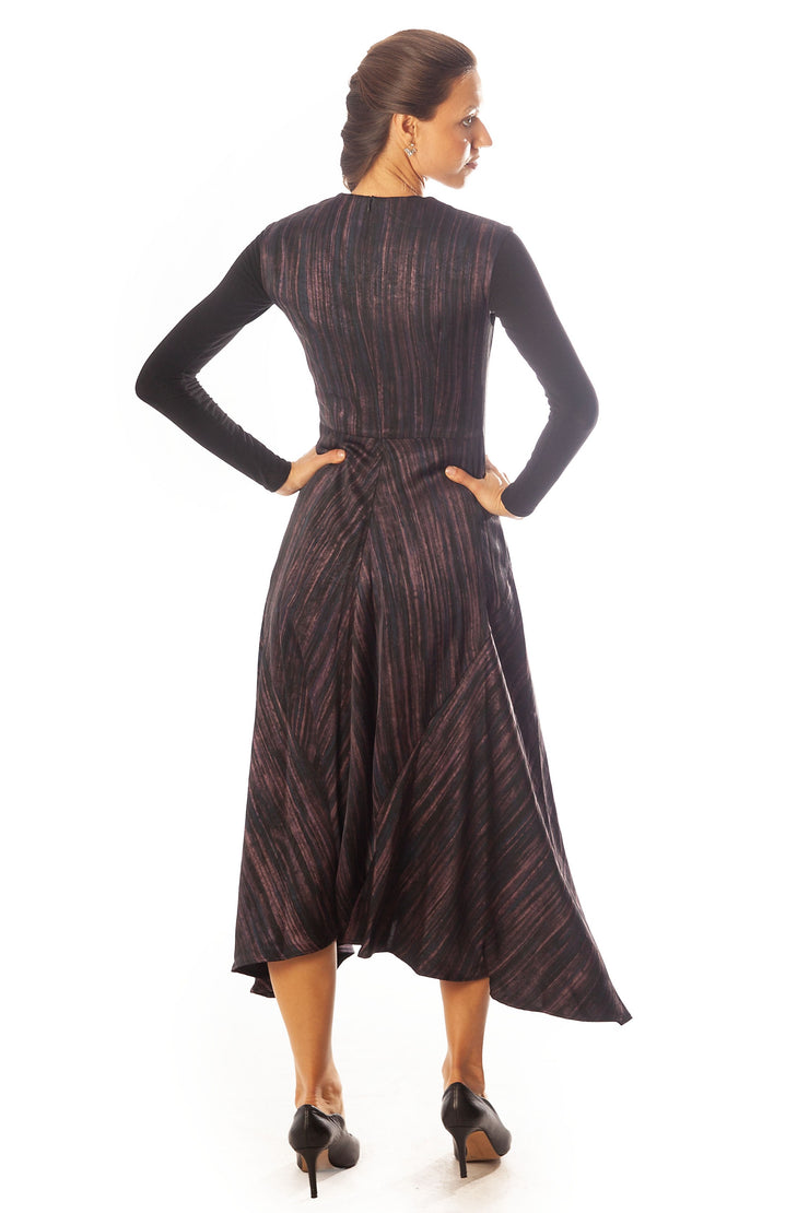Knot Front Striated Print Sleeveless Dress