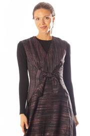 Knot Front Striated Print Sleeveless Dress