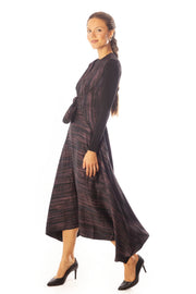 Knot Front Striated Print Sleeveless Dress