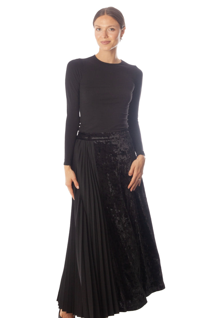 Demi Pleat + Crushed Velvet Skirt