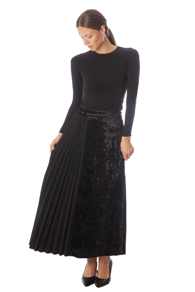 Demi Pleat + Crushed Velvet Skirt