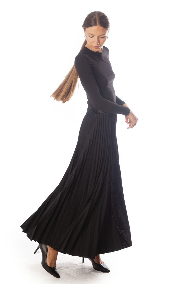 Demi Pleat + Crushed Velvet Skirt