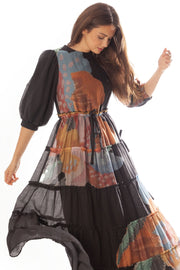 Tiered Floral Printed Dress