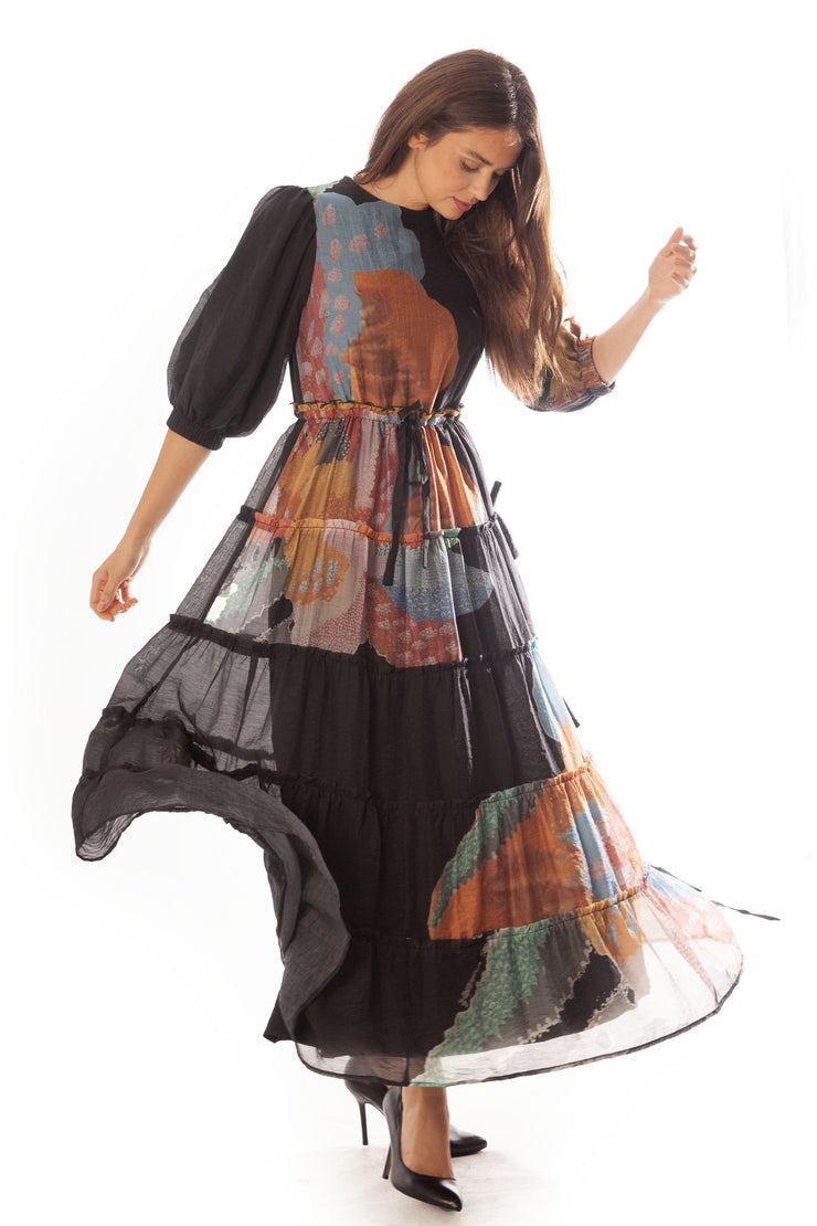 Tiered Floral Printed Dress