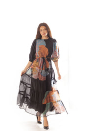 Tiered Floral Printed Dress