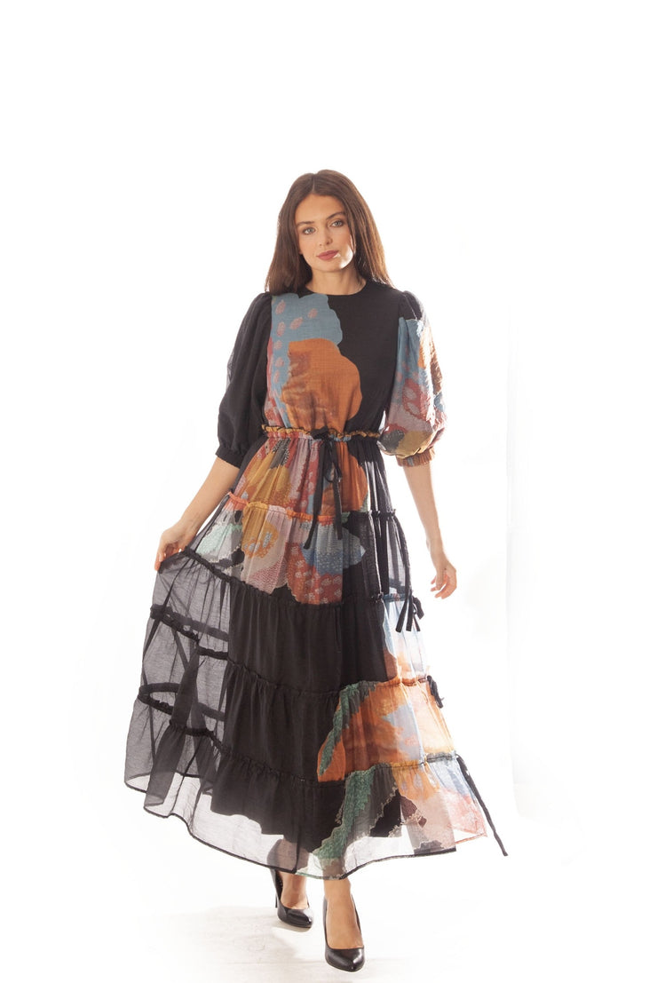 Tiered Floral Printed Dress