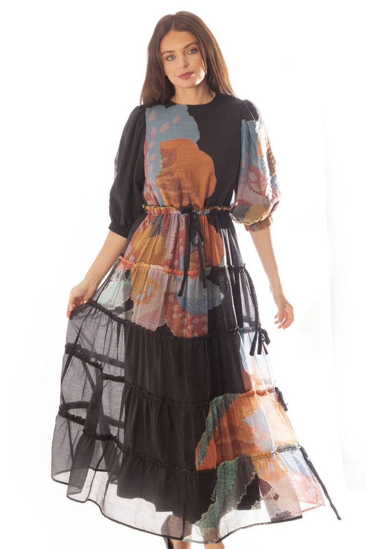 Tiered Floral Printed Dress