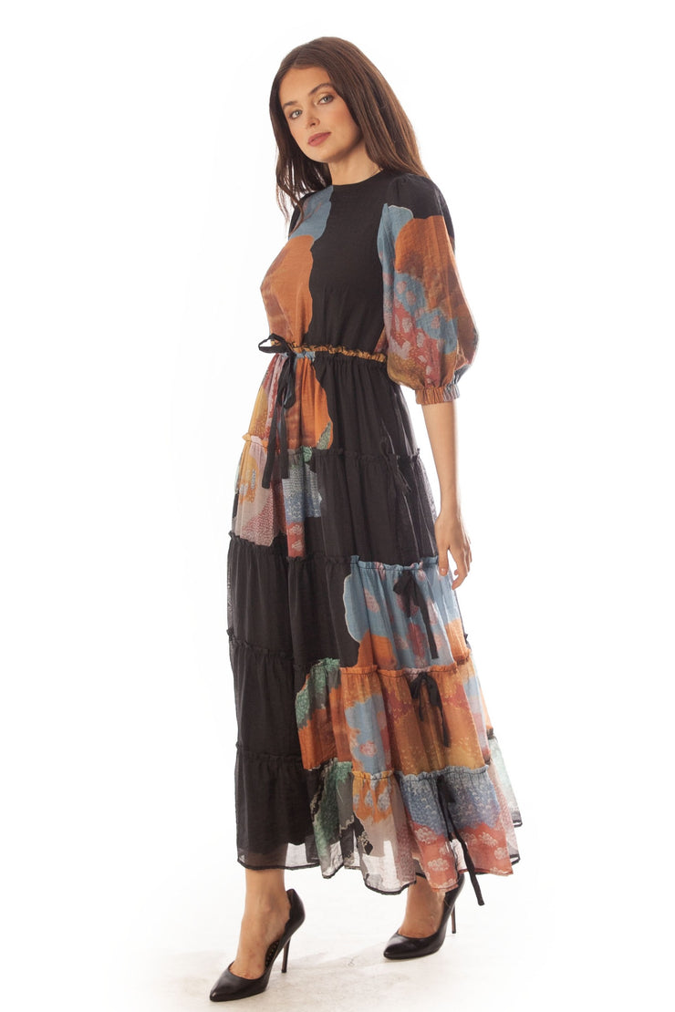 Tiered Floral Printed Dress