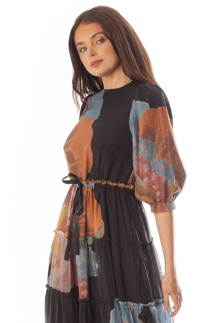 Tiered Floral Printed Dress