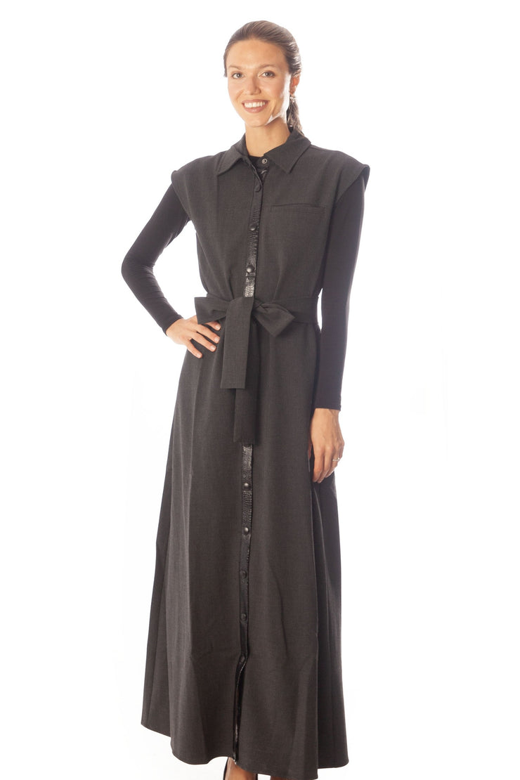 Back Striped Detail Sleeveless Dress