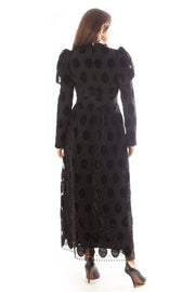 Oval Lace+Velvet Waisted Dress