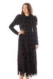 Oval Lace+Velvet Waisted Dress