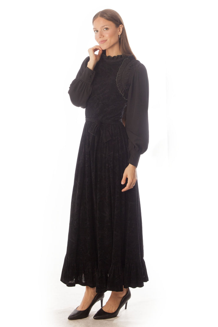 Chiffon Sleeve Detail Velvet Dress