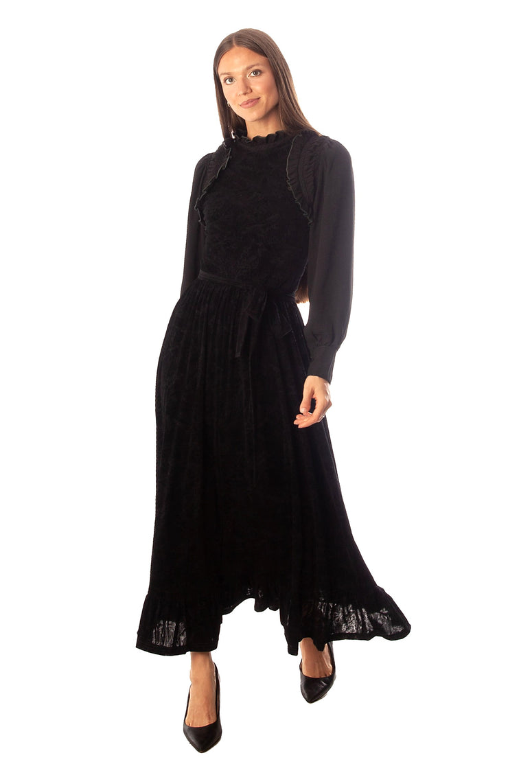Chiffon Sleeve Detail Velvet Dress