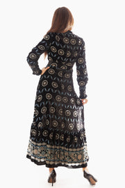 Bordered Cut Velvet Dress