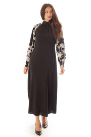 Hi Cut Embroidered Sleeve Dress