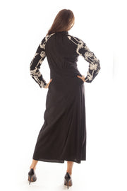 Hi Cut Embroidered Sleeve Dress