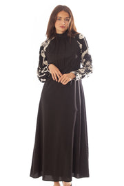 Hi Cut Embroidered Sleeve Dress