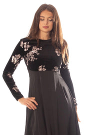 Sequin Velvet Top Empire Dress