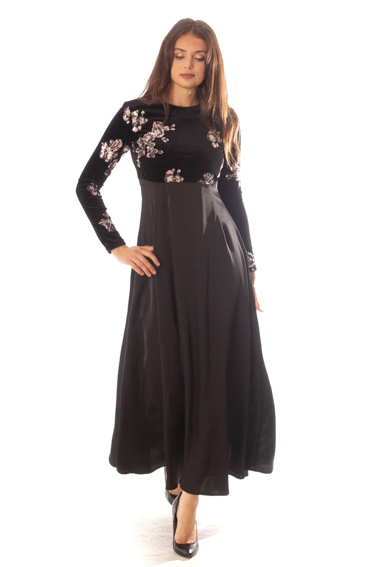 Sequin Velvet Top Empire Dress