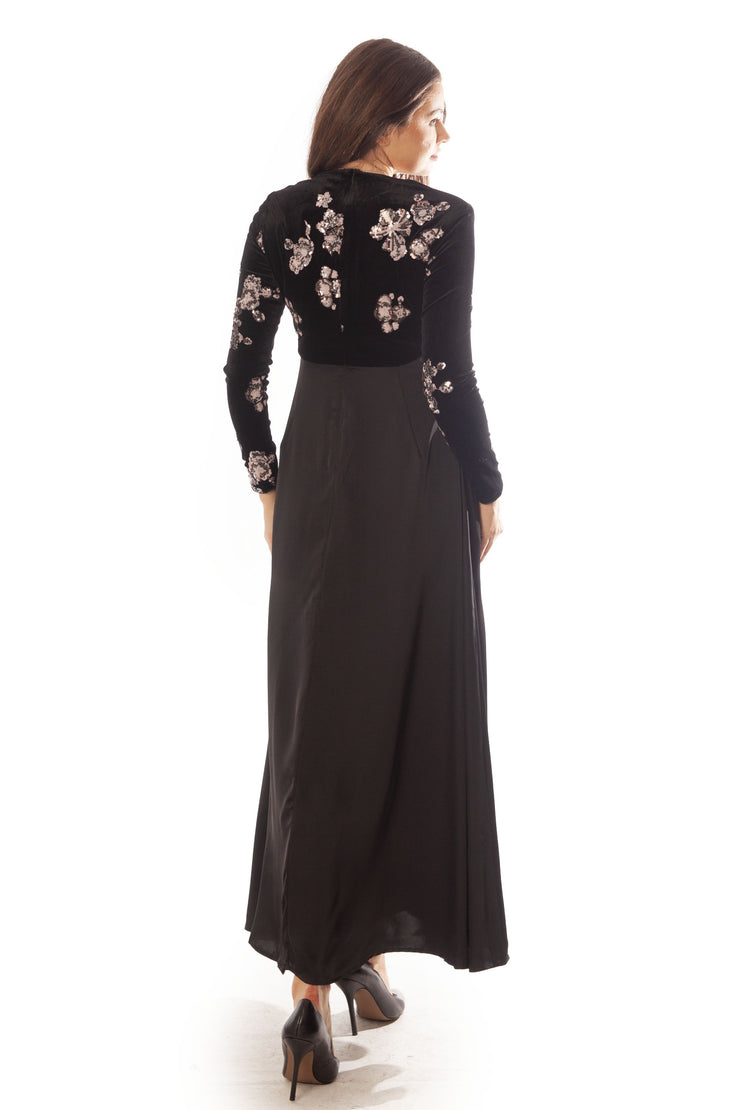 Sequin Velvet Top Empire Dress