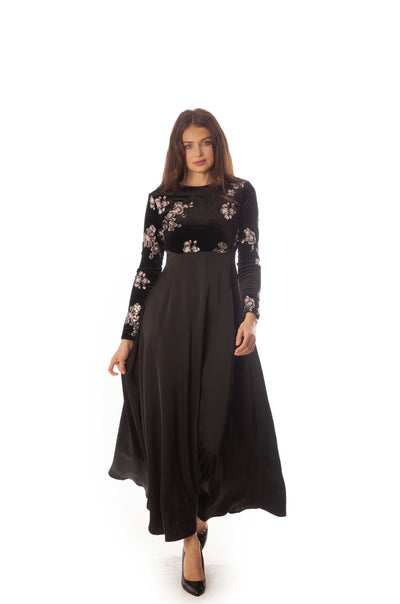 Sequin Velvet Top Empire Dress