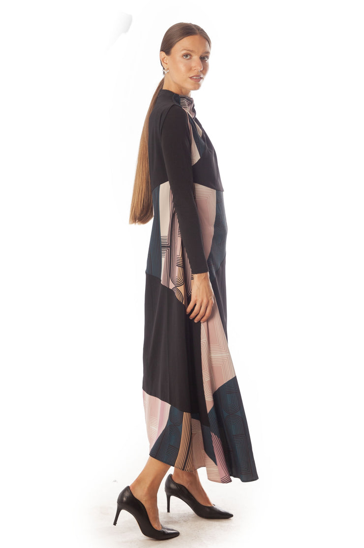 Psychedelic Combo Print Dress