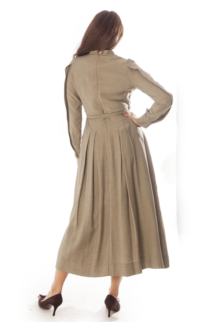 Pleated Bodice Mandarin Shirt Dress