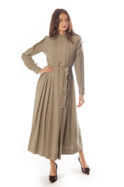 Pleated Bodice Mandarin Shirt Dress