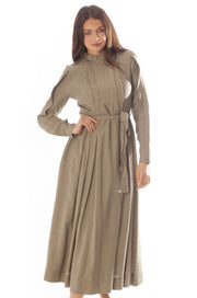 Pleated Bodice Mandarin Shirt Dress