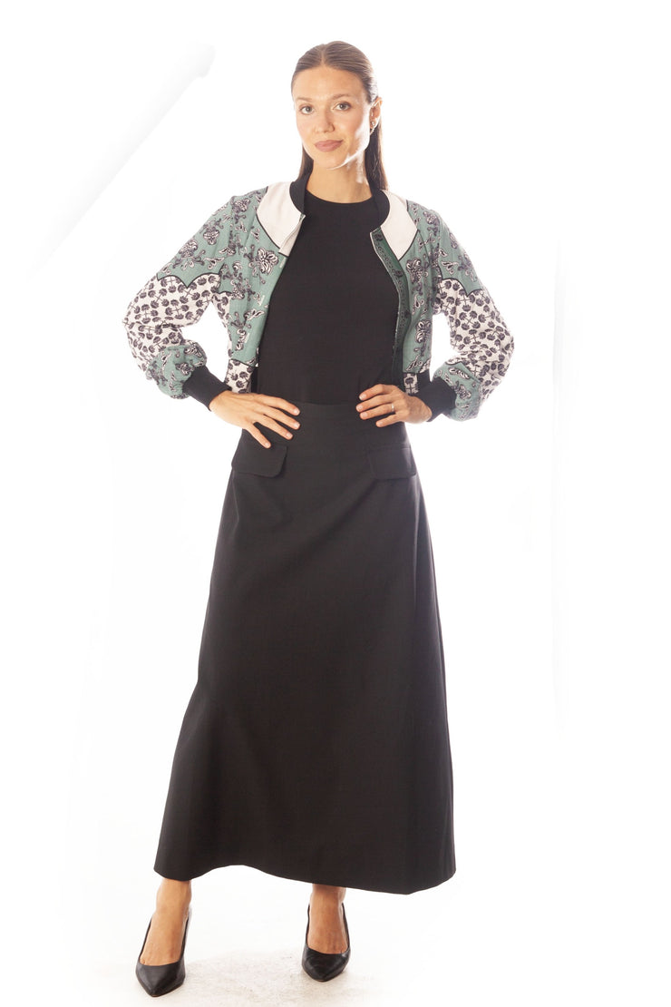 Large Waist Printed Bomber Jacket