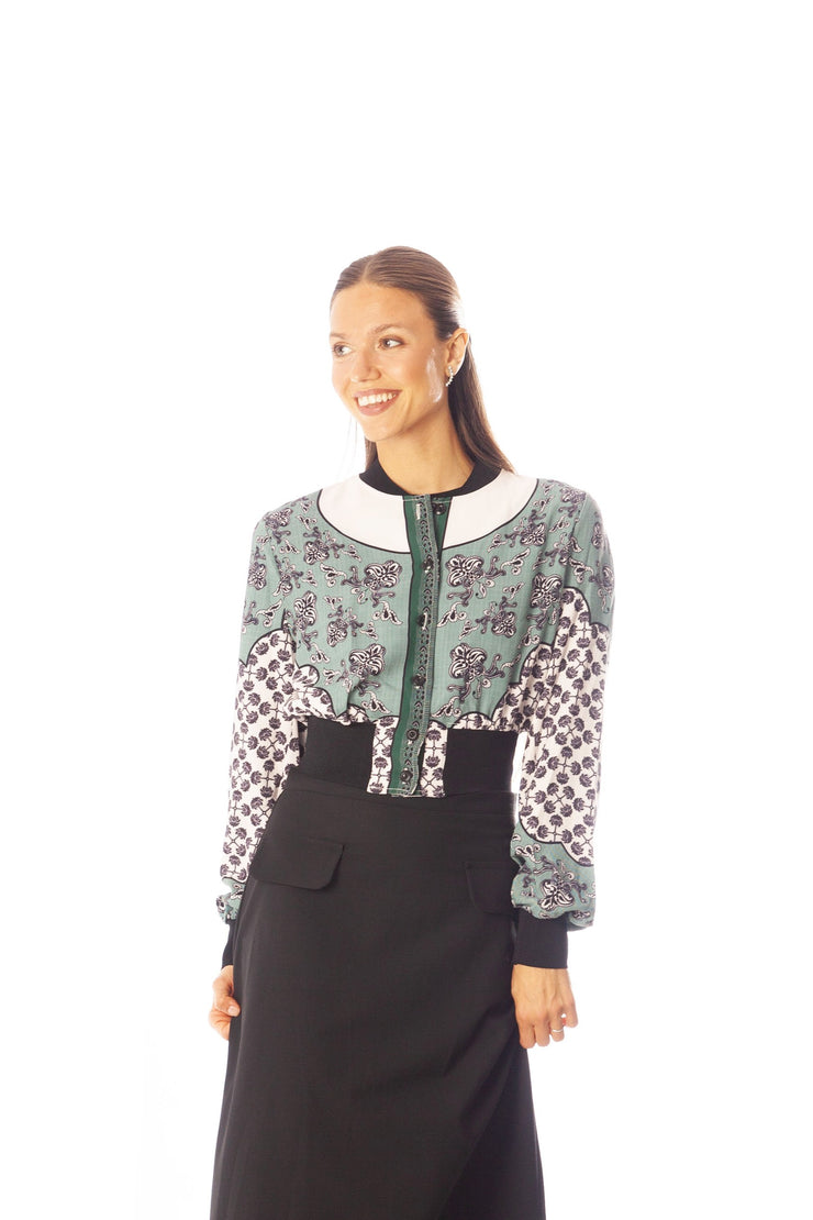 Large Waist Printed Bomber Jacket