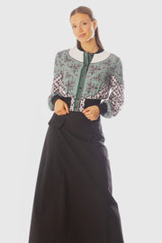 Large Waist Printed Bomber Jacket